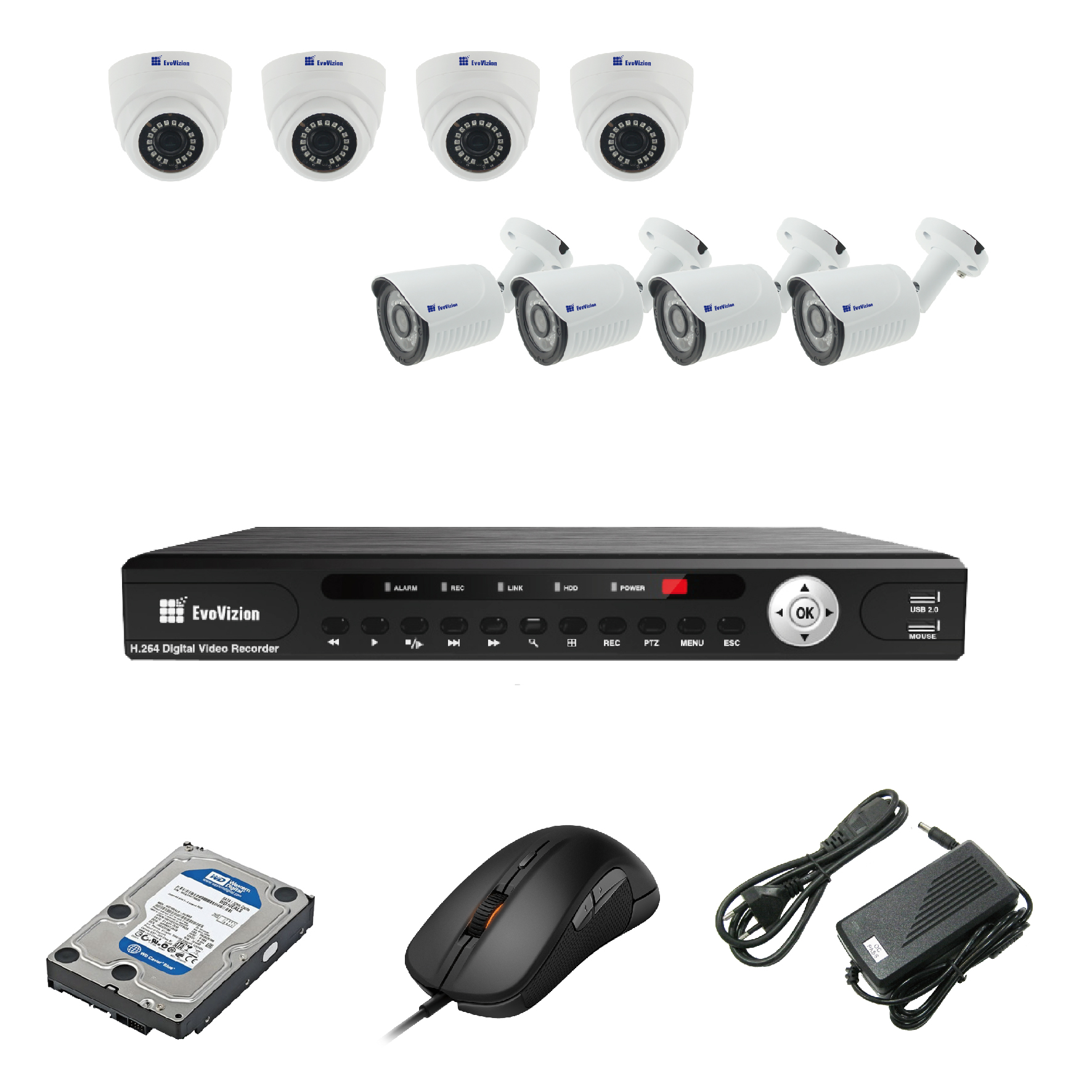 Комплект видеонаблюдения EvoVizion 4DOME-4OUT-240-LITE + HDD 2 Тб