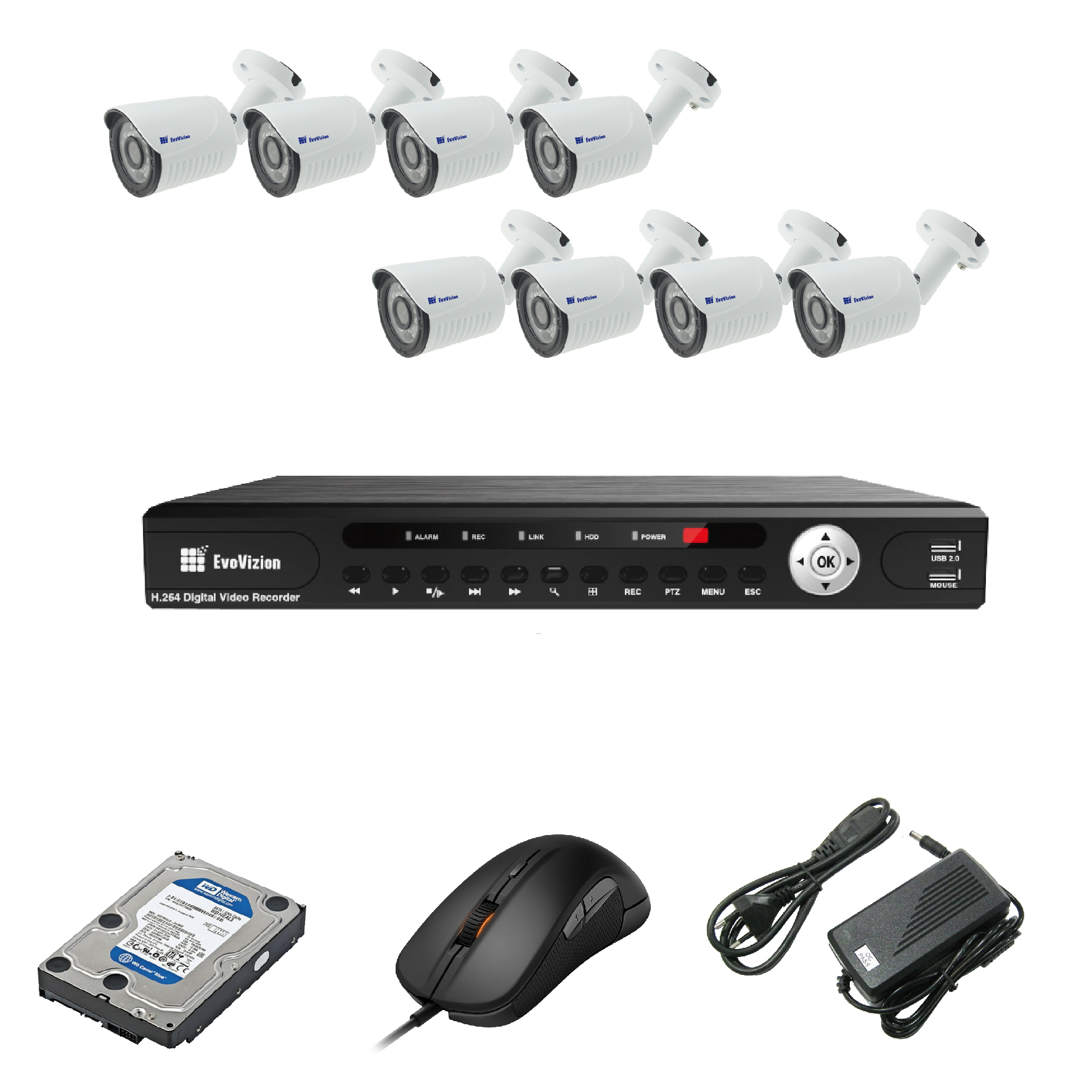 Комплект видеонаблюдения EvoVizion 8OUT-100-LITE + HDD 1 Тб