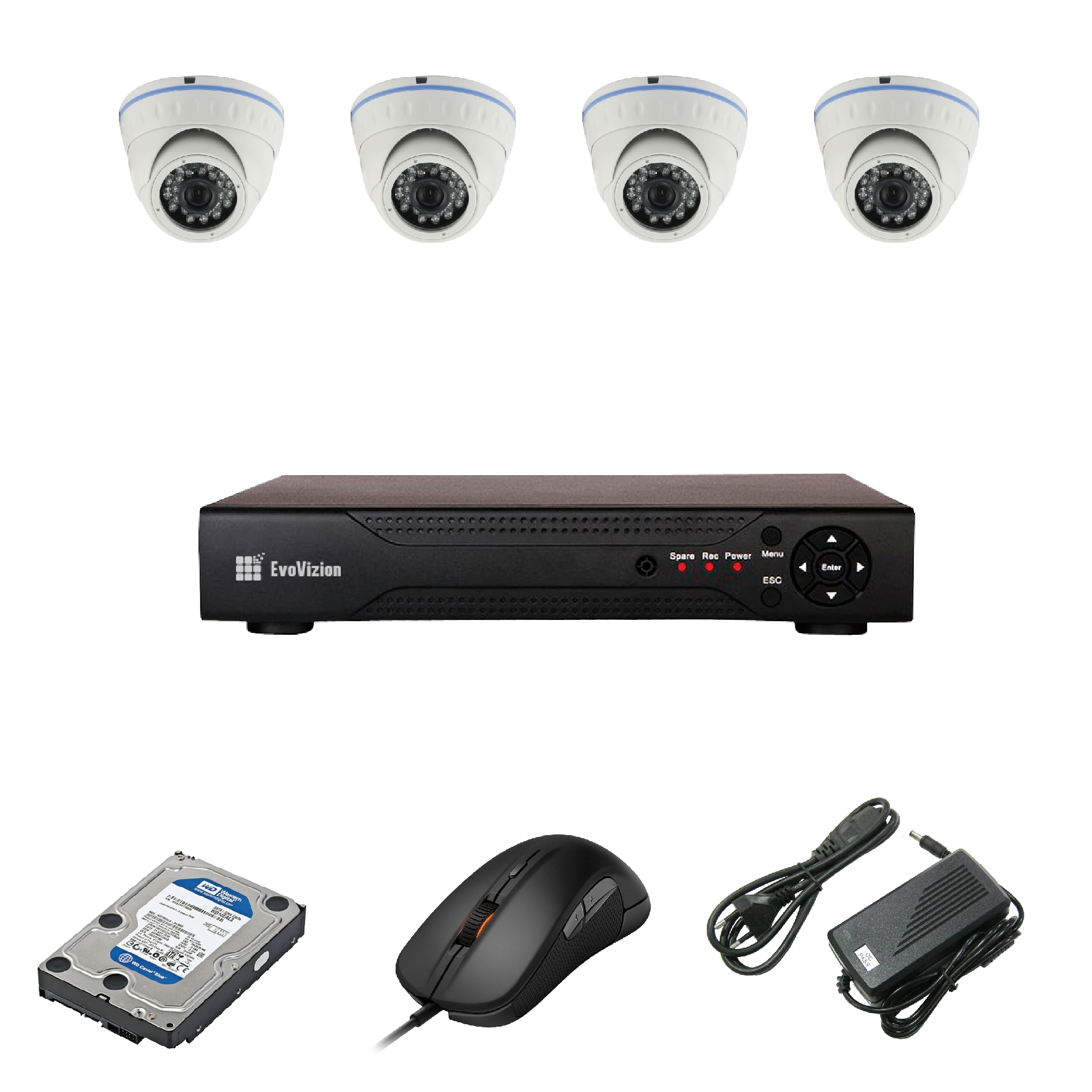 Комплект ip видеонаблюдения EvoVizion IP-4DOME-M-240 + HDD 500 Гб