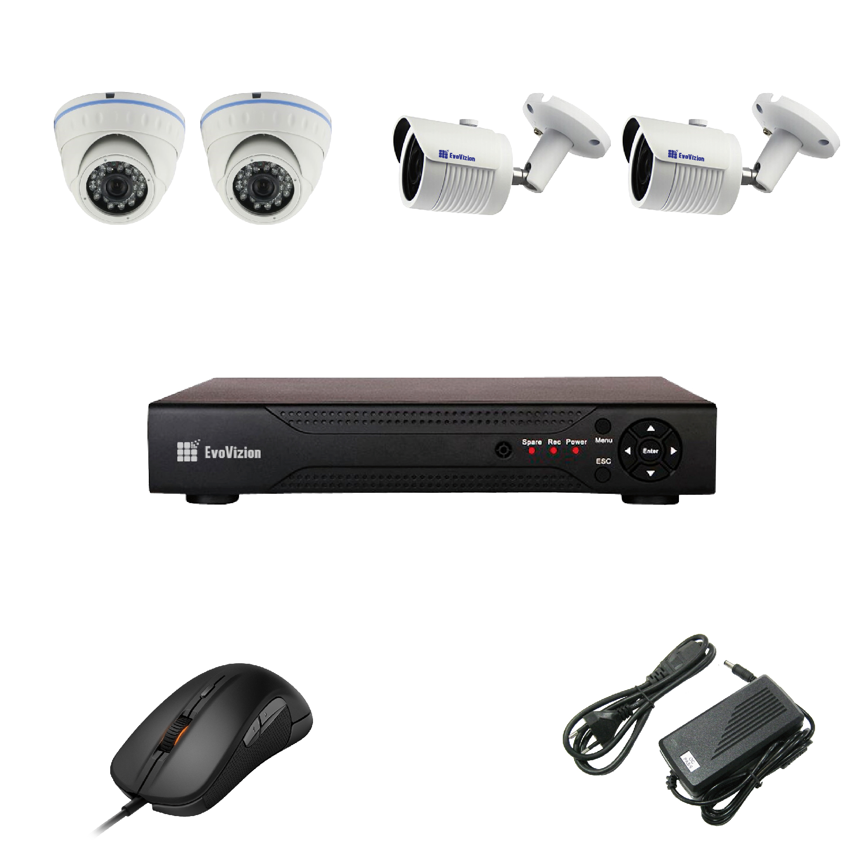 Комплект ip видеонаблюдения EvoVizion IP-2DOME-M-2OUT-240