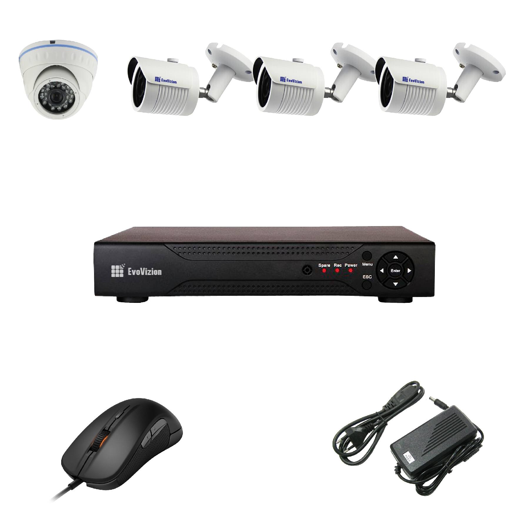 Комплект ip видеонаблюдения EvoVizion IP-1DOME-M-3OUT-240