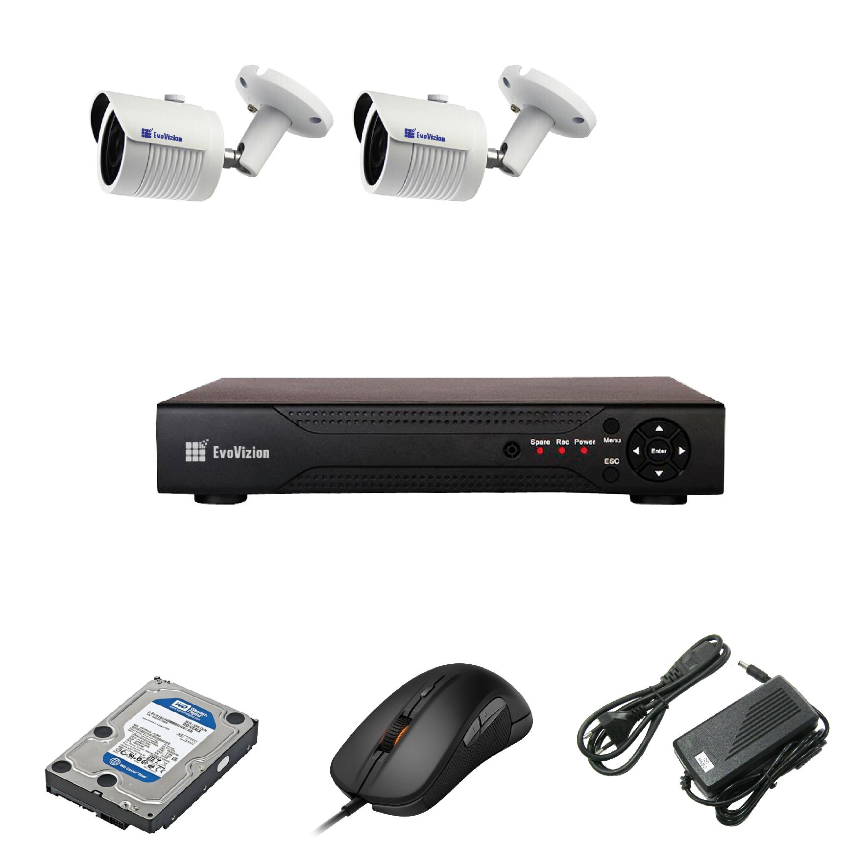 Комплект ip видеонаблюдения EvoVizion IP-2OUT-240 + HDD 500 Гб