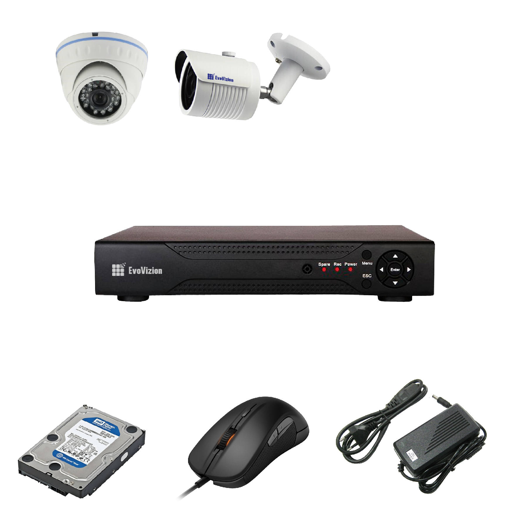 Комплект ip видеонаблюдения EvoVizion IP-1DOME-M-1OUT-130 + HDD 500 Гб