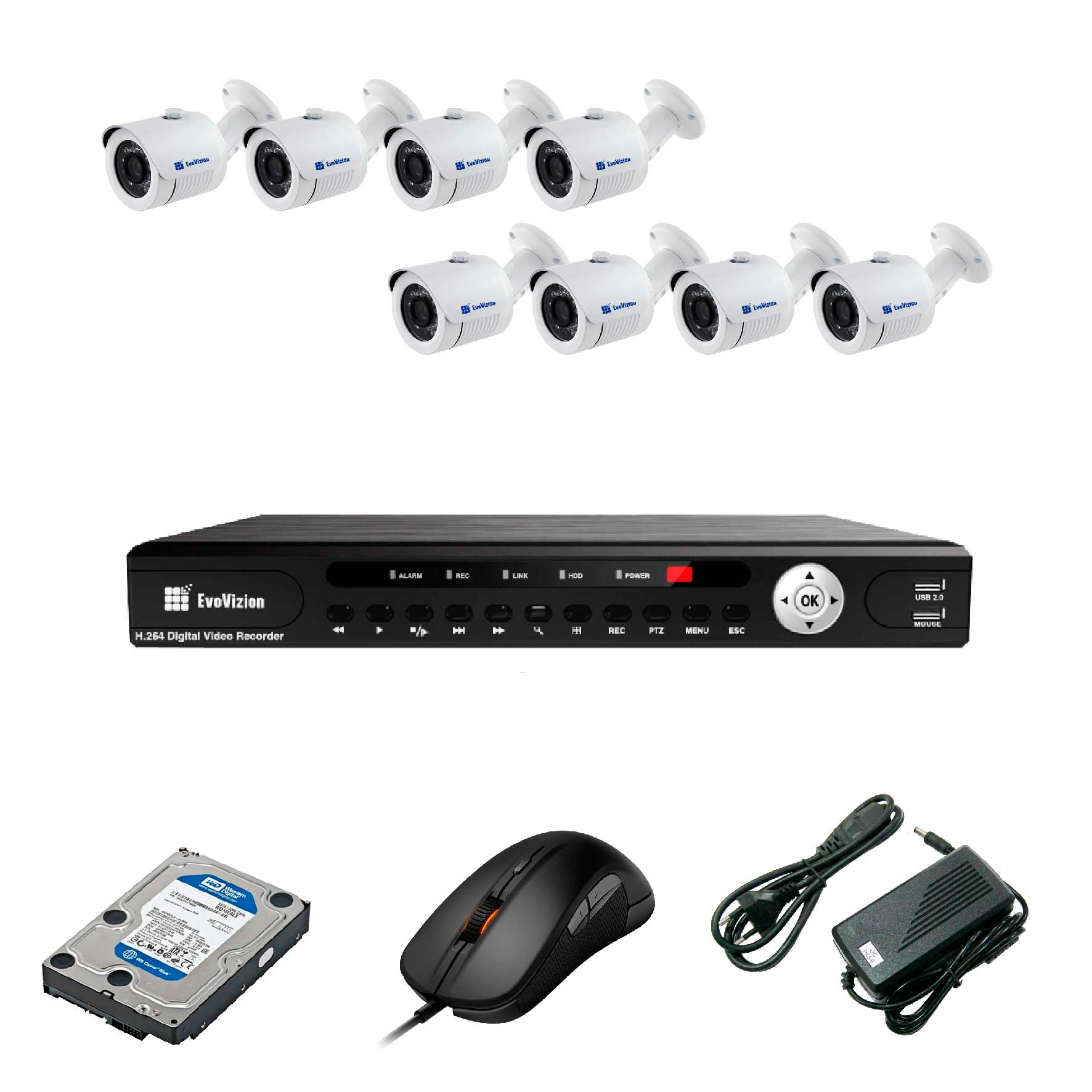 Комплект видеонаблюдения EvoVizion 8OUT-100 + HDD 1 Тб