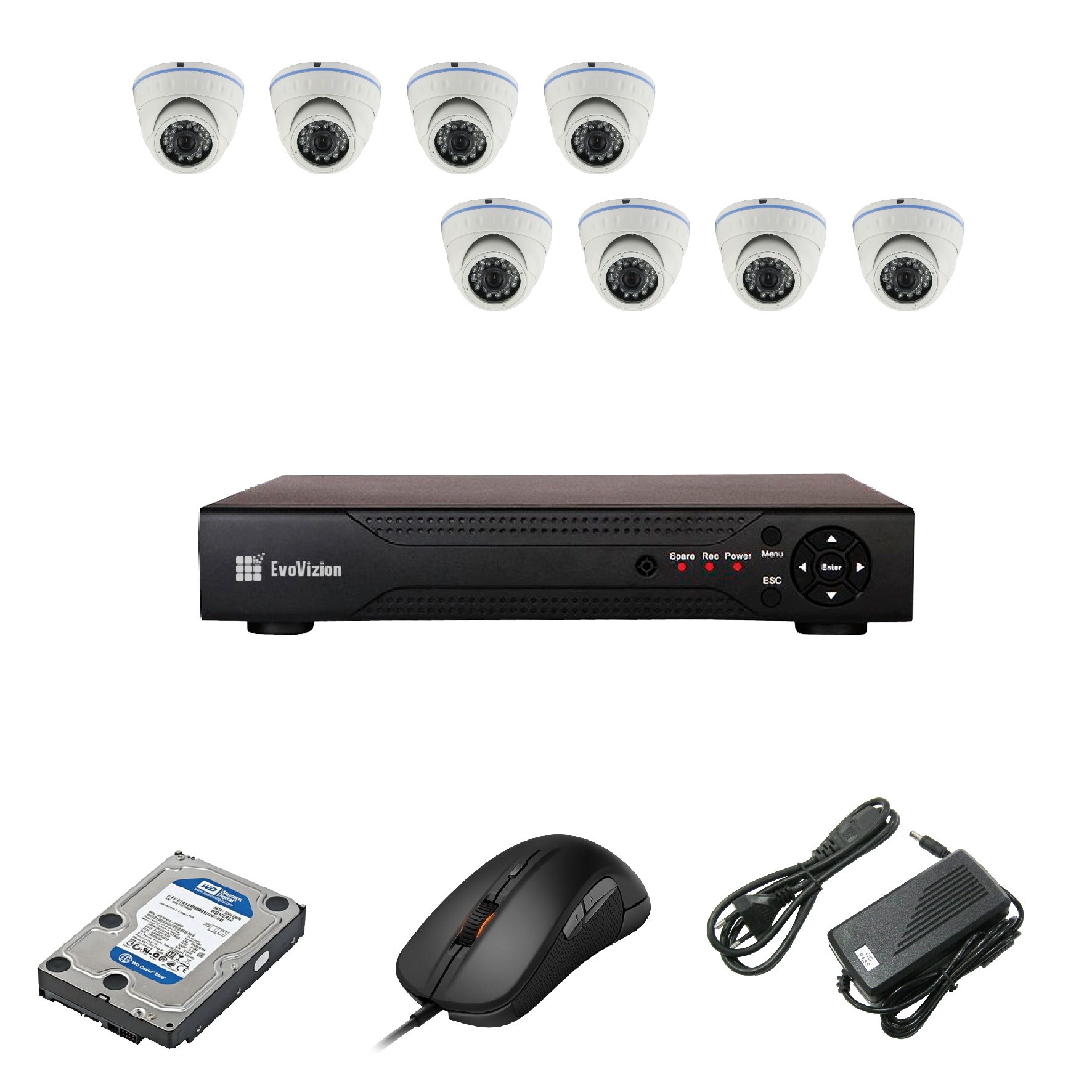 Комплект ip видеонаблюдения EvoVizion IP-8DOME-M-240 + HDD 1 Тб