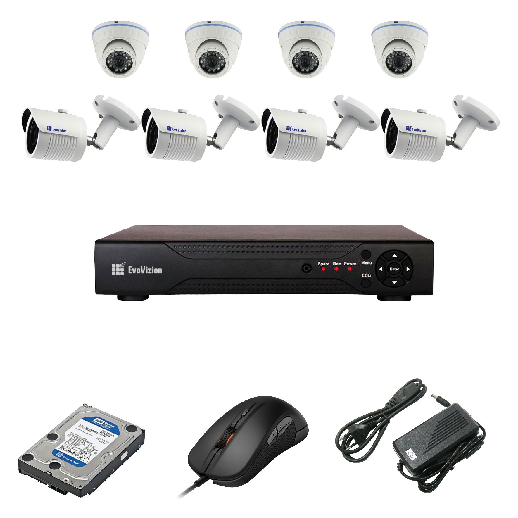 Комплект ip видеонаблюдения EvoVizion IP-4DOME-M-4OUT-240 + HDD 1 Тб