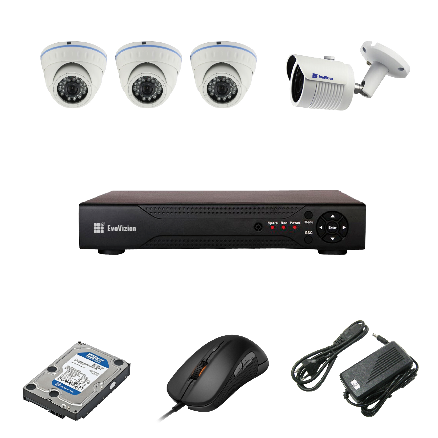 Комплект ip видеонаблюдения EvoVizion IP-3DOME-M-1OUT-240 + HDD 500 Гб