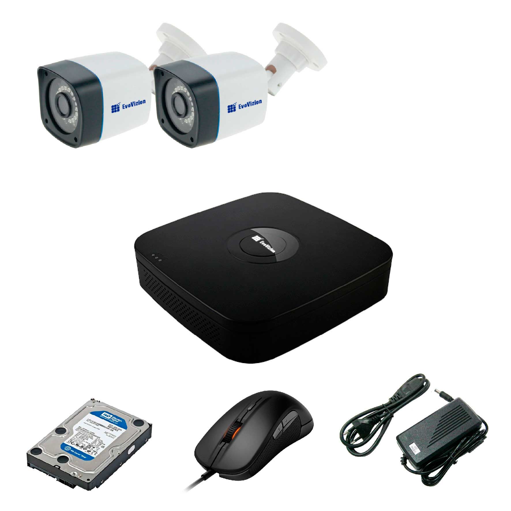 Комплект видеонаблюдения EvoVizion 2OUT-P-100 + HDD 500 Гб