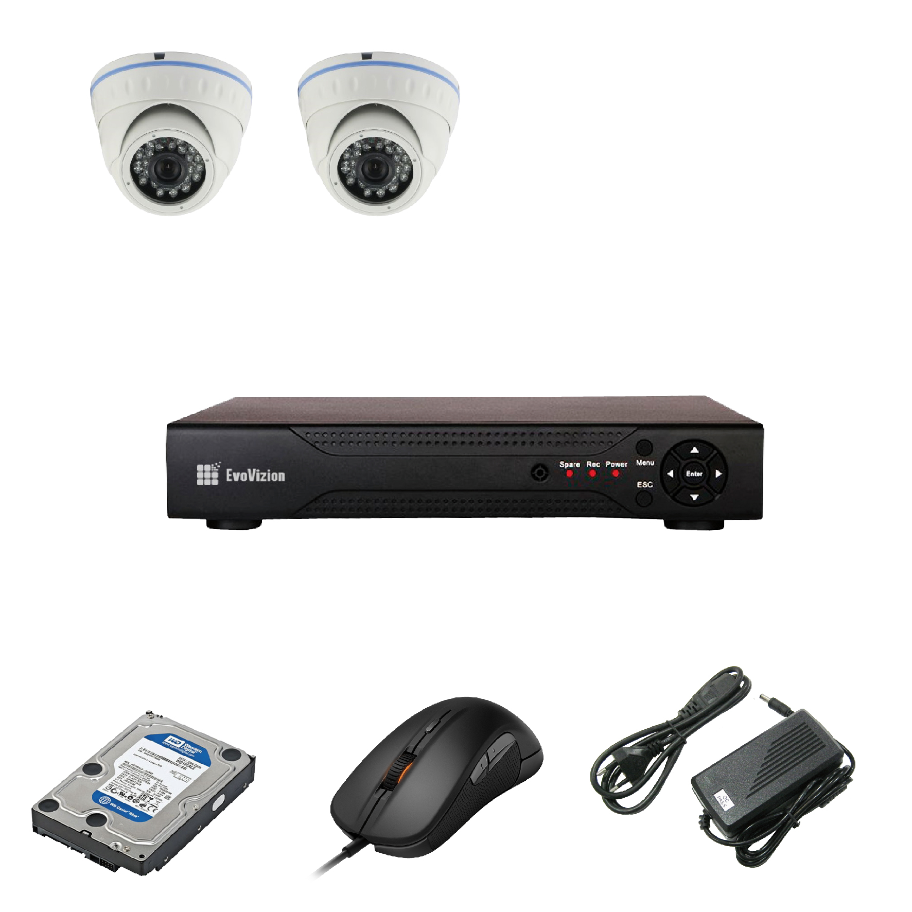 Комплект ip видеонаблюдения EvoVizion IP-2DOME-M-130 + HDD 500 Гб