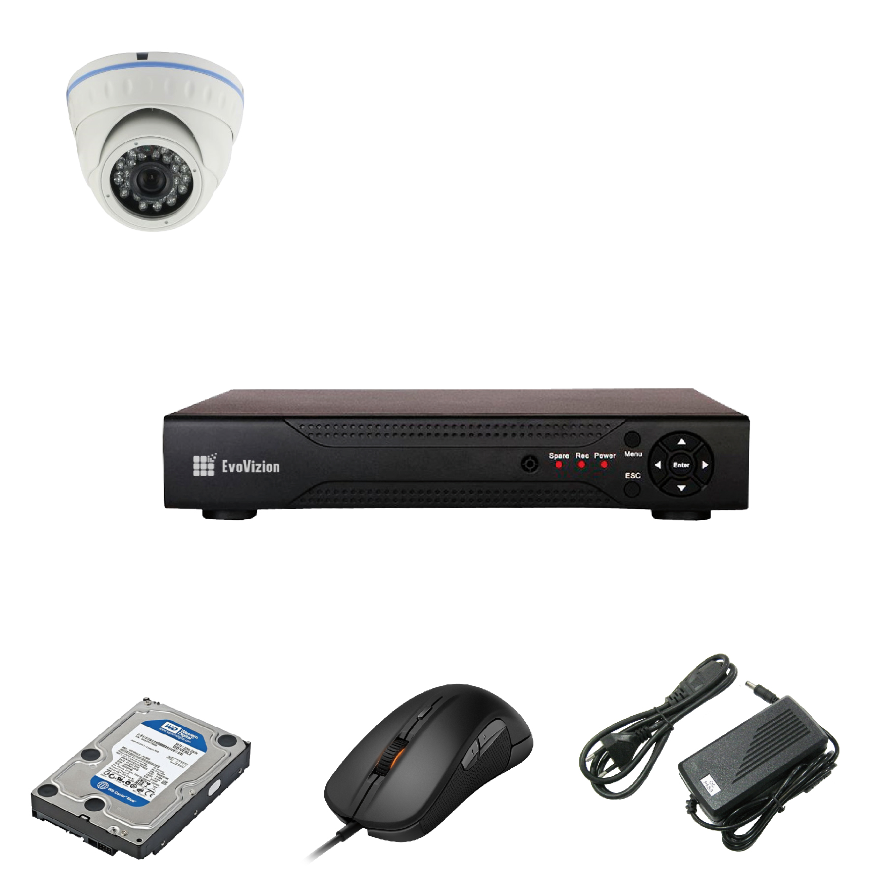 Комплект ip видеонаблюдения EvoVizion IP-1DOME-M-130 + HDD 500 Гб