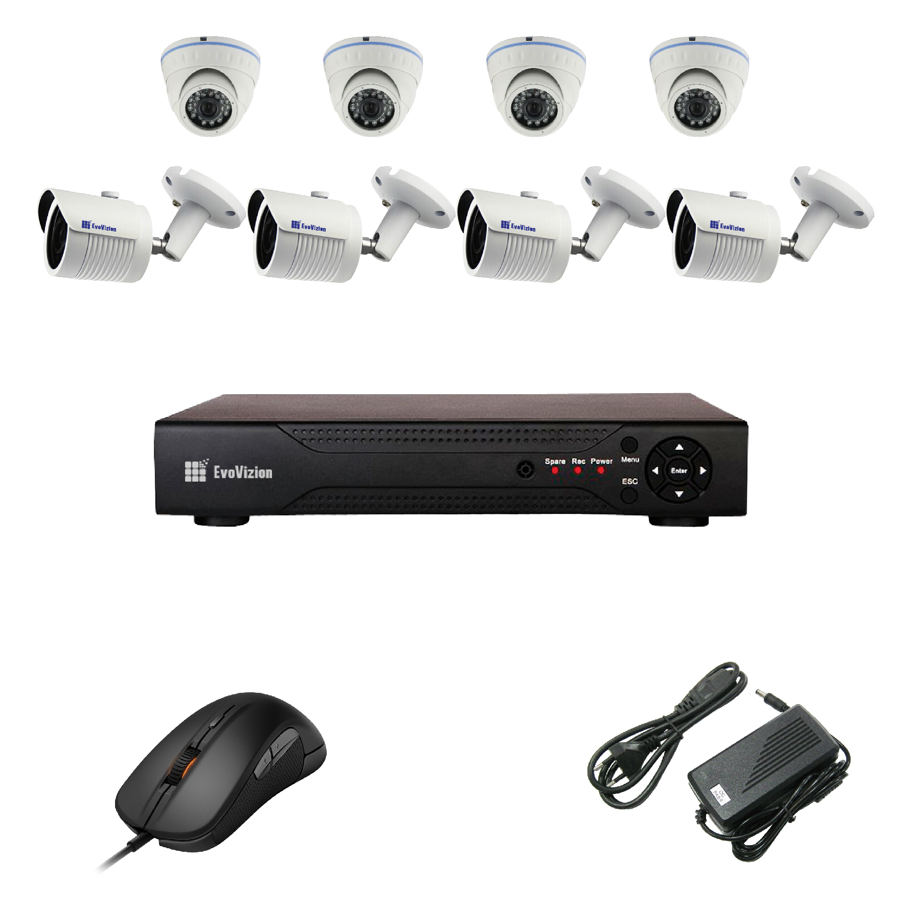 Комплект видеонаблюдения EvoVizion IP-4DOME-M-4OUT-240